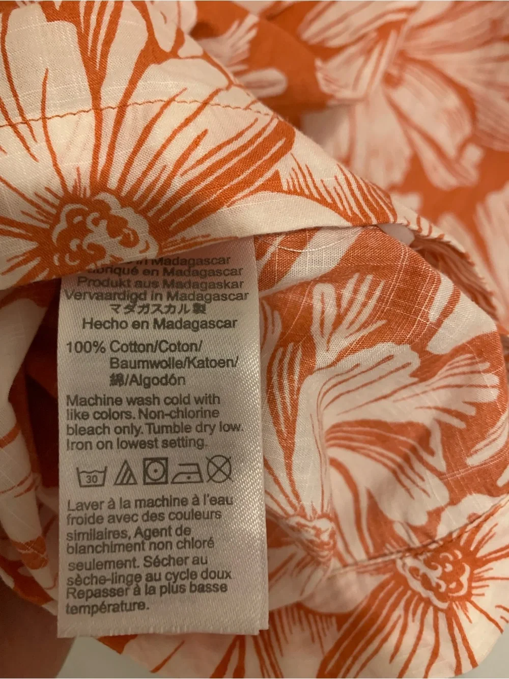 J.Crew Orange Floral Hawaiian Camp Shirt Men’s XL Resort Aloha